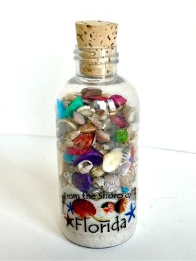 Florida Shells Chelsea Decorative Cork Bottle – Multicolor 5 inches high